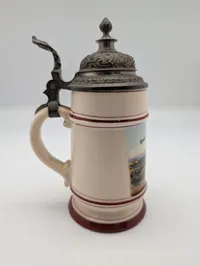 Vintage German Beer Stein with Pewter Lid, Gruss aus Oberndorf a.d.S.