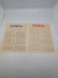 To udgaver af Sydvestsjællands Ugeblad fra marts og april 1945