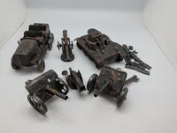 Vintage Lineol and Hausser Elastolin Pressed Tin Military Vehicle Lot