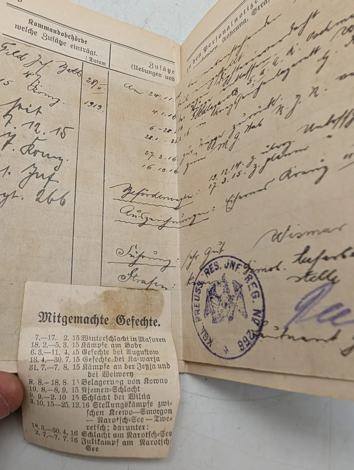 Tysk Militärpaß fra 1. Verdenskrig tilhørende Emil Ludvig Matthiesen