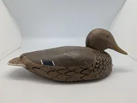 Vintage Hand-Carved and Painted Wooden Hen Mallard Duck Decoy