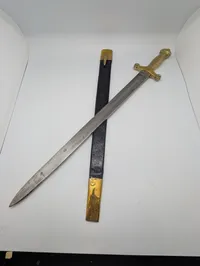 Dansk m1854 gravkors  Infantry Short Sword with Brass Hilt and Scabbard Mounts