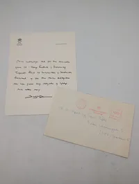 Dronning Ingrid af Danmark, håndskrevet takkekort fra Amalienborg, 1972