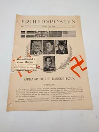 Frihedsposten Nr. 1, April 1944 - Dansk Modstandsblad fra London ( lavet af nazister til at forvirrer Danskerne )