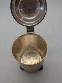 Antique Silver-Plated Lidded Tankard with Repoussé Scrollwork