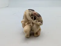 Antik JAPANESE HAND CARVED EROTIC NETSUKE FIGURES EDO / MEIJI PERIODE 