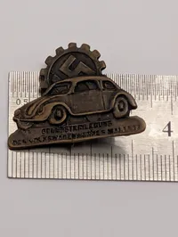 1938 Volkswagen Factory Foundation Stone Laying Commemorative Pin POSTWAR 