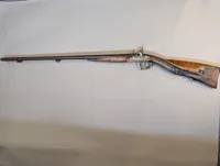 Antique Double-Barrel Percussion Shotgun with Carved Stag Stock