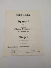 Tysk militær sportsdiplom fra 1940, Zerstörer Bruno Heinemann