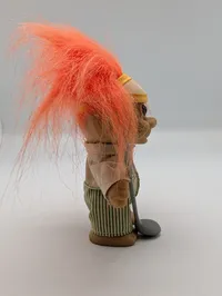 Vintage Russ Berrie Golfer Troll Doll with Orange Hair and Club