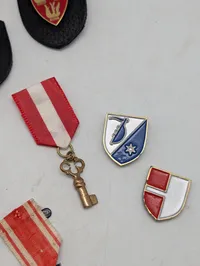 Samling af danske militære og civile emblemer, ordener og pins