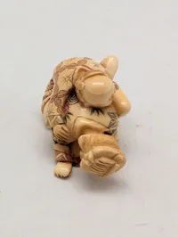 Antik JAPANESE HAND CARVED EROTIC NETSUKE FIGURES EDO / MEIJI PERIODE