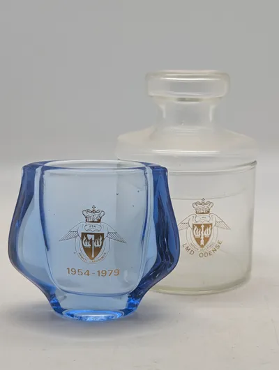 Holmegaard glasvaser med FSK og LMD Odense logoer