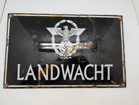 Emaljeskilt  Landwacht med nationalsocialistisk symbolik