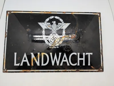 Emaljeskilt  Landwacht med nationalsocialistisk symbolik