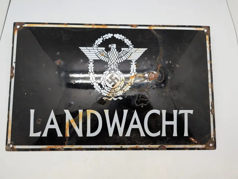 Emaljeskilt  Landwacht med nationalsocialistisk symbolik
