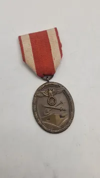 WWII German West Wall Medal — Bronze, Original Ribbon, Third Reich Era
