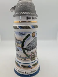 Tysk Militær Reservist Ølkrus med Zeppelin-låg, 1912-13 Tondern (Tønder) 
