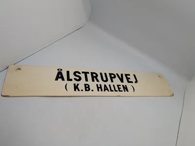Vintage dobbeltsidet skilt fra Københavns Sporveje Ålstrupvej (K.B. Hallen)  / Hellerup 