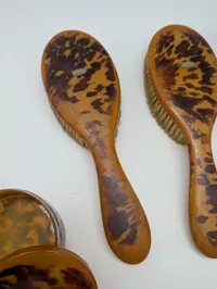 Vintage Faux Tortoise Shell Celluloid Vanity Set