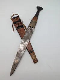 Antique North African Tuareg Telek Dagger with Leather Sheath