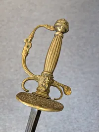 Antique 18th Century Style Brass Hilt Smallsword with Ornate Figural Guard