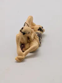Antik JAPANESE HAND CARVED EROTIC NETSUKE FIGURES EDO / MEIJI PERIODE 