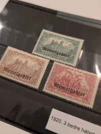 Memelgebiet 1920 Frimærkesæt, 3 Højværdier overtrykt på Deutsches Reich