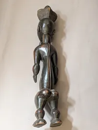 Hand-Carved African Baule Male Ancestor Figure in Dark Hardwood