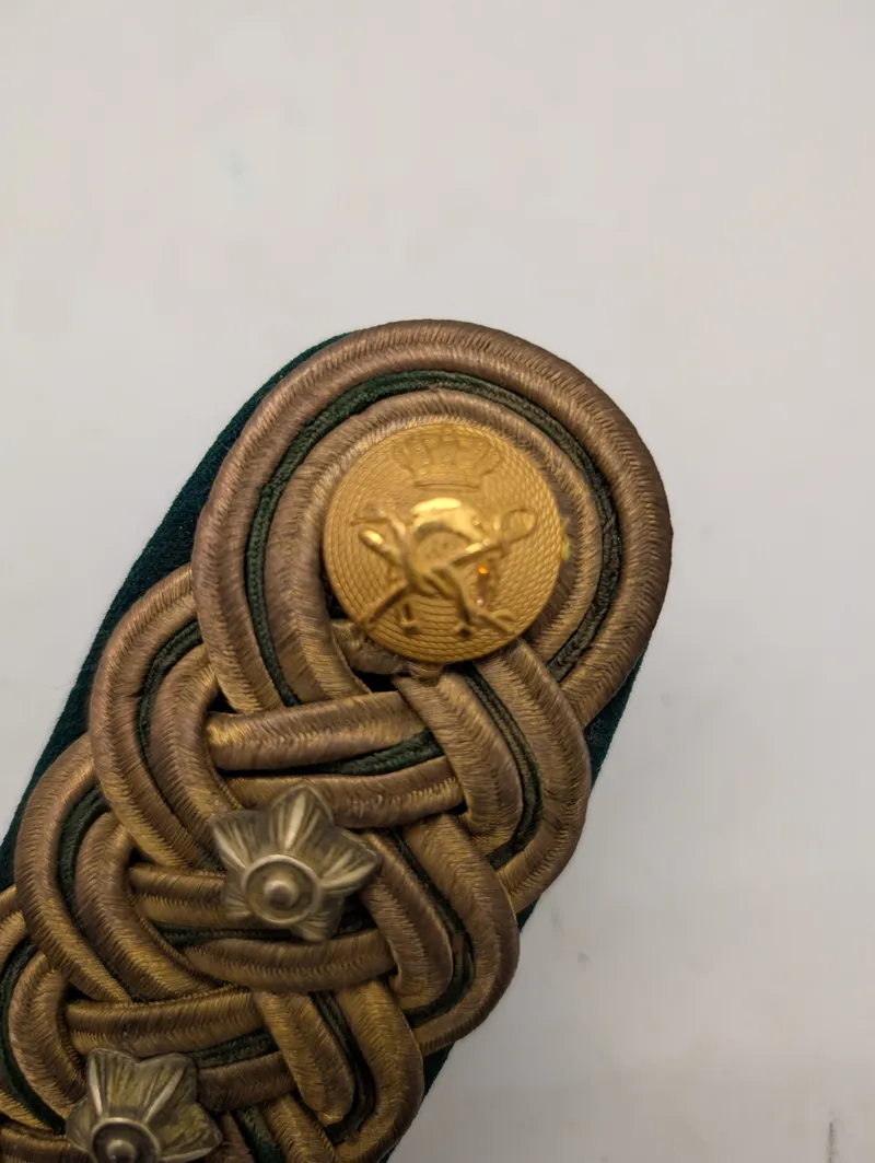 Dansk Militær Epaulet med Forgyldt Knap og Sølvstjerner, Dyrlæge 