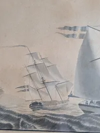 W. L. Møller, Søkadettegning, 1798, Maritimt motiv med sejlskibe