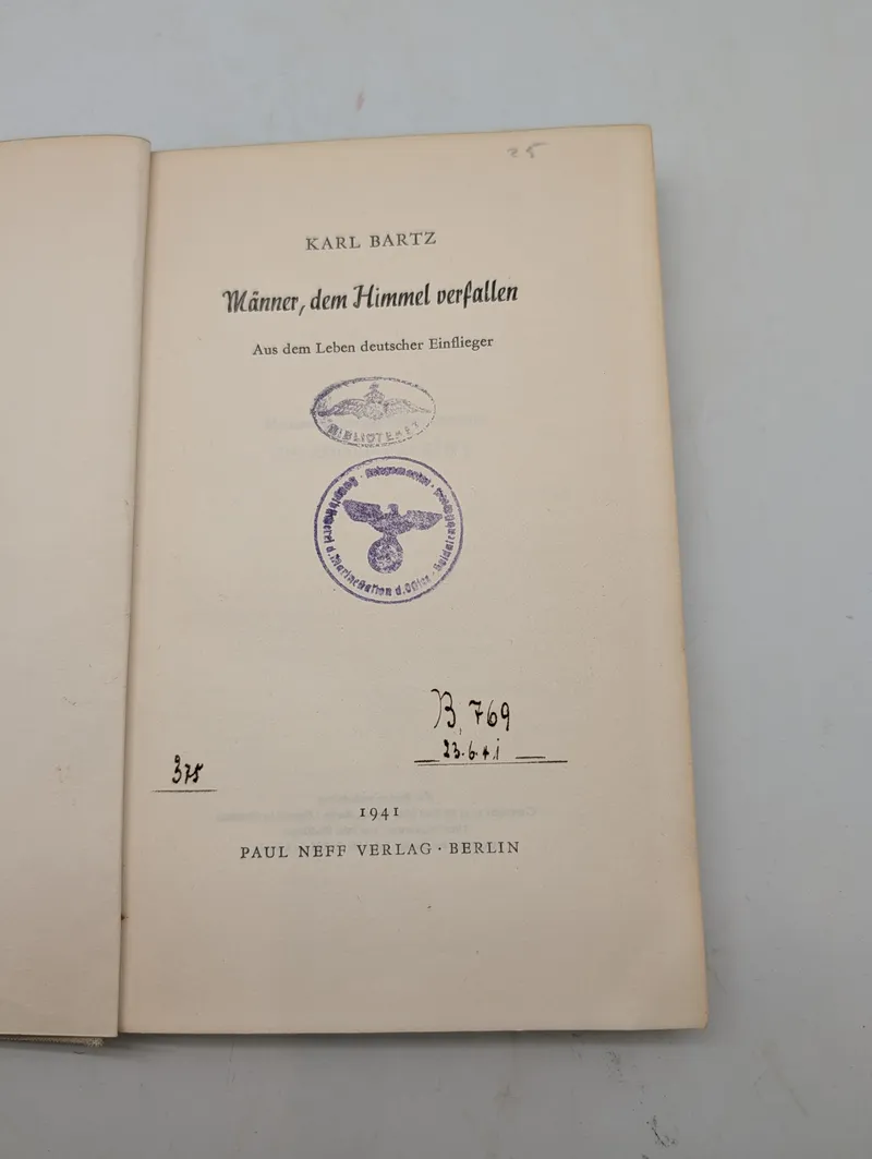 Karl Bartz, Männer, dem Himmel verfallen, Paul Neff Verlag, 1941