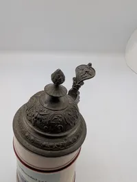 Vintage German Beer Stein with Pewter Lid, Gruss aus Oberndorf a.d.S.