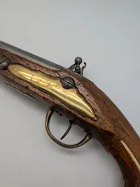 Antik Rytter flintlåspistol med træskæfte og jernbeslag Tyske stater Ca. 1750 