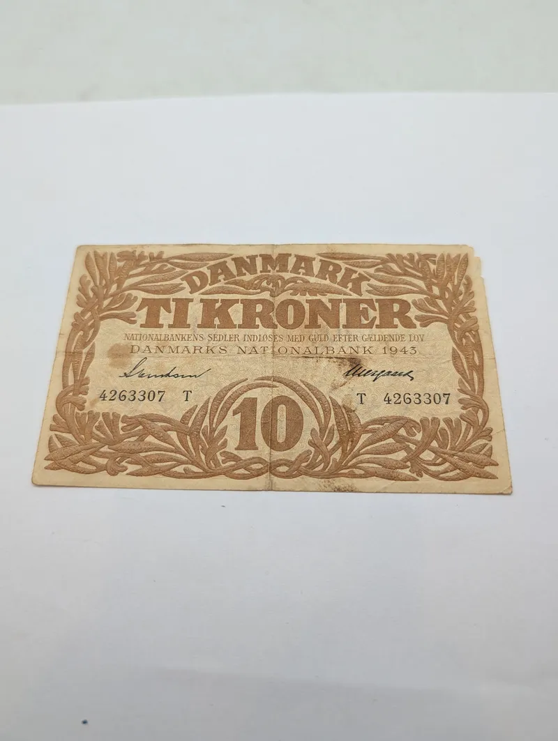 Danmark Ti Kroner 1943 Danmarks Nationalbank Seddel