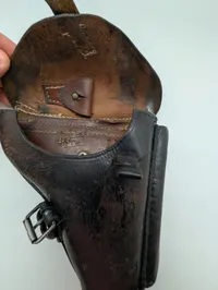 Tysk Luger P08 læderhylster med B.D.III 1915 stempel, brugt i Norge 