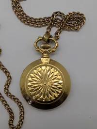 Vintage Wittnauer Gold-Tone Pendant Watch with Sunburst Dial
