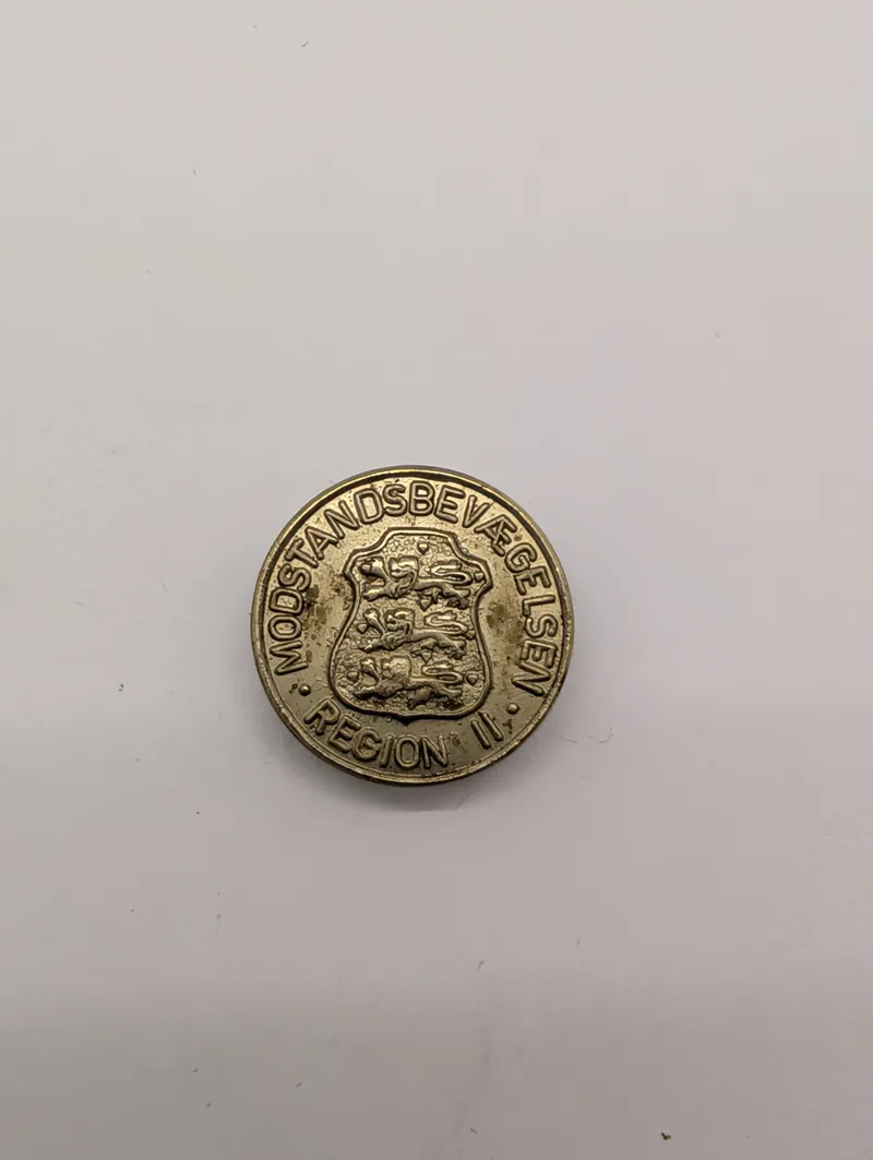 Danish WWII Resistance Movement Region II Brass Lapel Pin