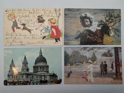 Set of Four Early 20th Century Antique Postcards
