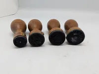 Set of Four Vintage Danish Coin Rubber Stamps with Wooden Handles