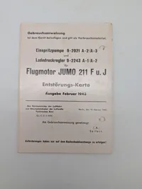 1943 Junkers Jumo 211 F/J Aircraft Engine Technical Instruction Manual