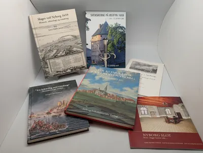 Samling af 6 bøger om Nyborgs historie og Slaget ved Nyborg 1659