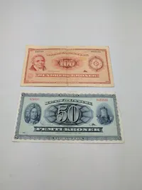 Danske pengesedler, 100 Kroner 1962 og 50 Kroner 1966