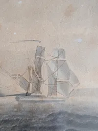 W. L. Møller, Søkadettegning, 1798, Maritimt motiv med sejlskibe