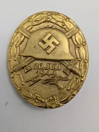 German WWII 20 July 1944 Wound Badge in Gold, super velfremstillet postwar