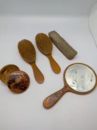 Vintage Faux Tortoise Shell Celluloid Vanity Set