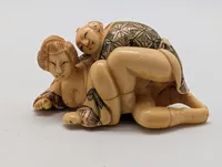 Antik JAPANESE HAND CARVED EROTIC NETSUKE FIGURES EDO / MEIJI PERIODE 