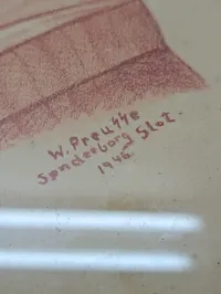 Portræt tegning lavet af tidligere Waffen SS mand som har siddet i fangenskab på Sønderborg slot, 1946