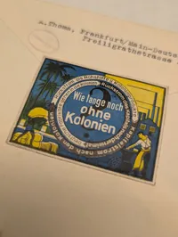 Tysk postkuvert fra 1930'erne med Hindenburg-frimærker og propagandamærkat