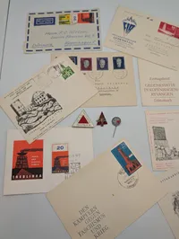 Collection of East German (DDR) Philatelic First Day Covers and Commemorative Pins